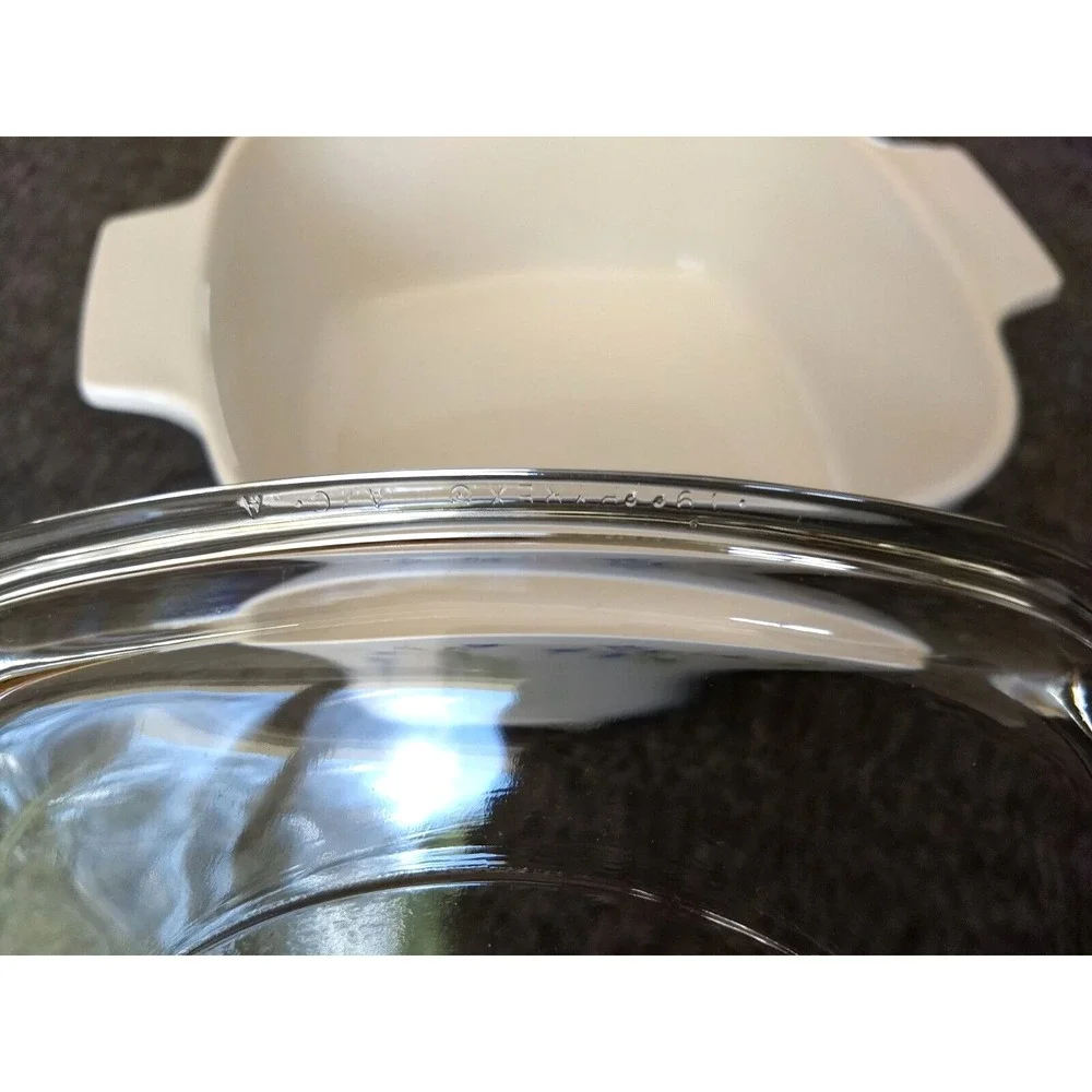 Corning Ware Blue Dusk Floral Casserole Dish A-1.5L Tab Handle Pyrex Lid Vtg USA